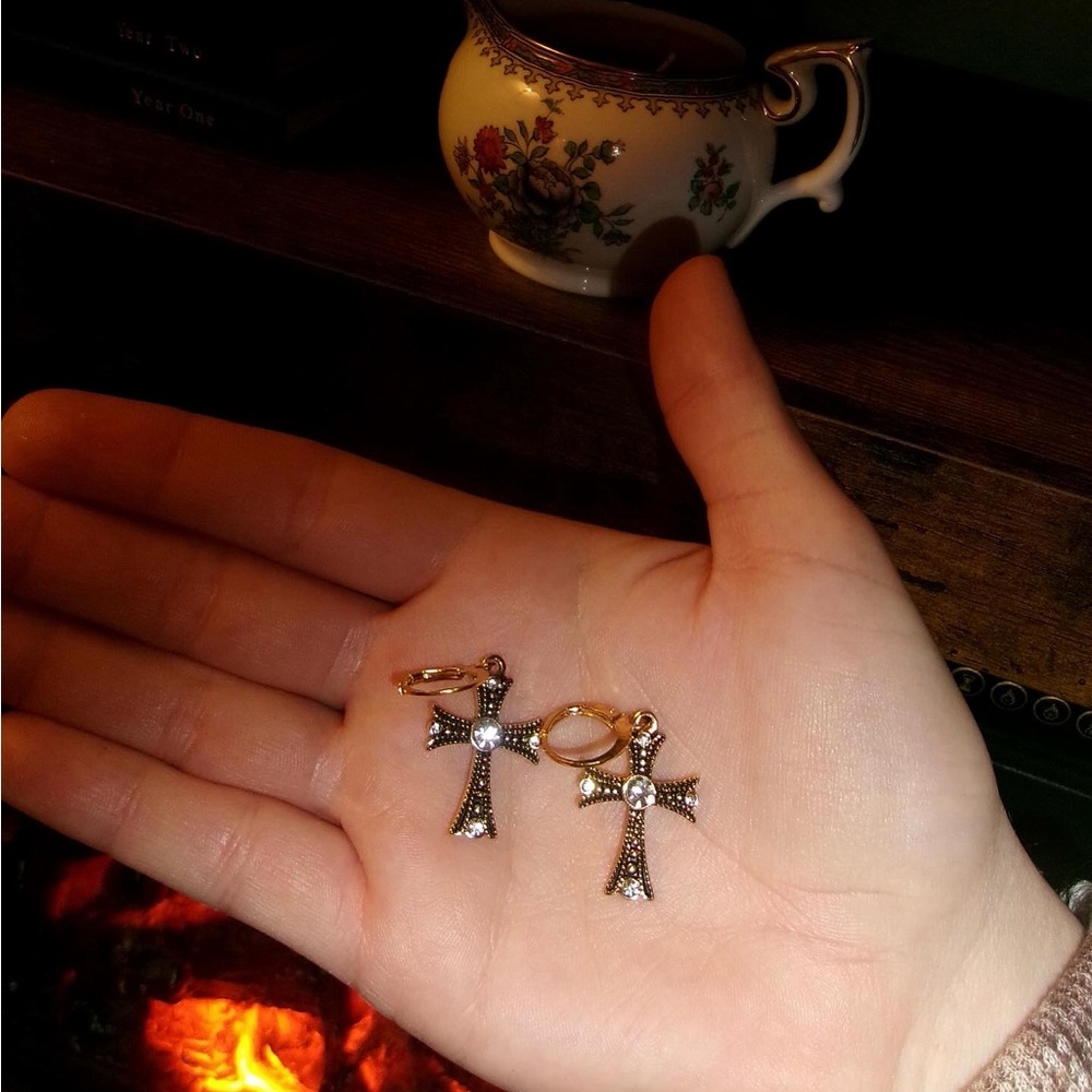Bronze Cross Earrings